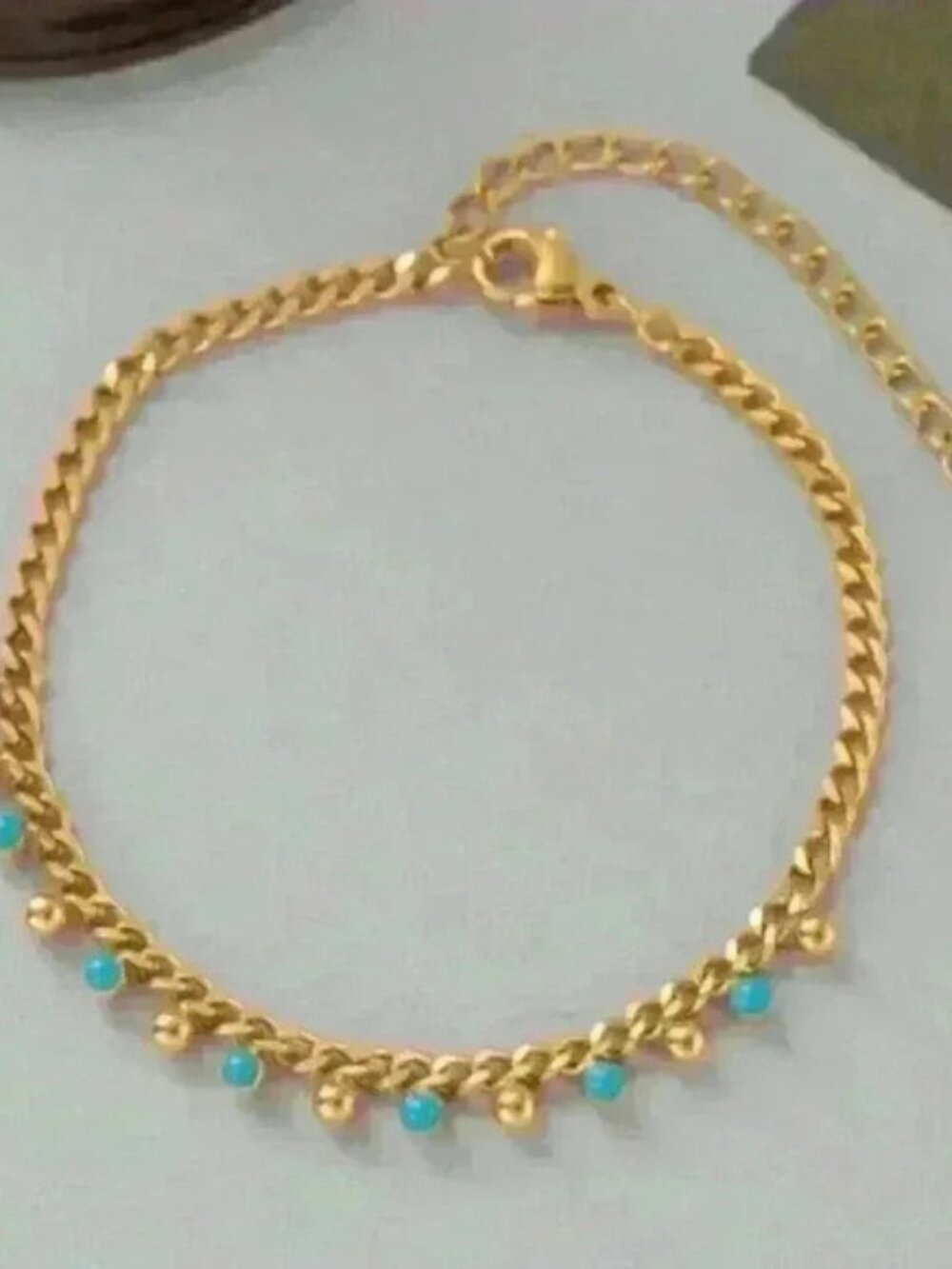 Turquoise Charm 18k Gold Filled Bracelet